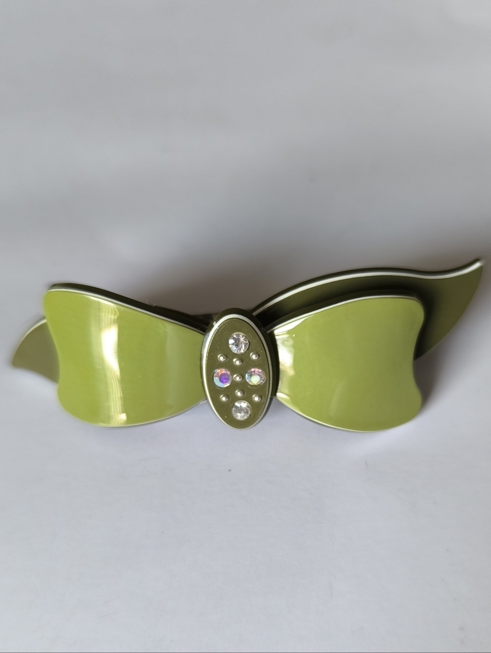 Green Hair Barrette Multi Crystals